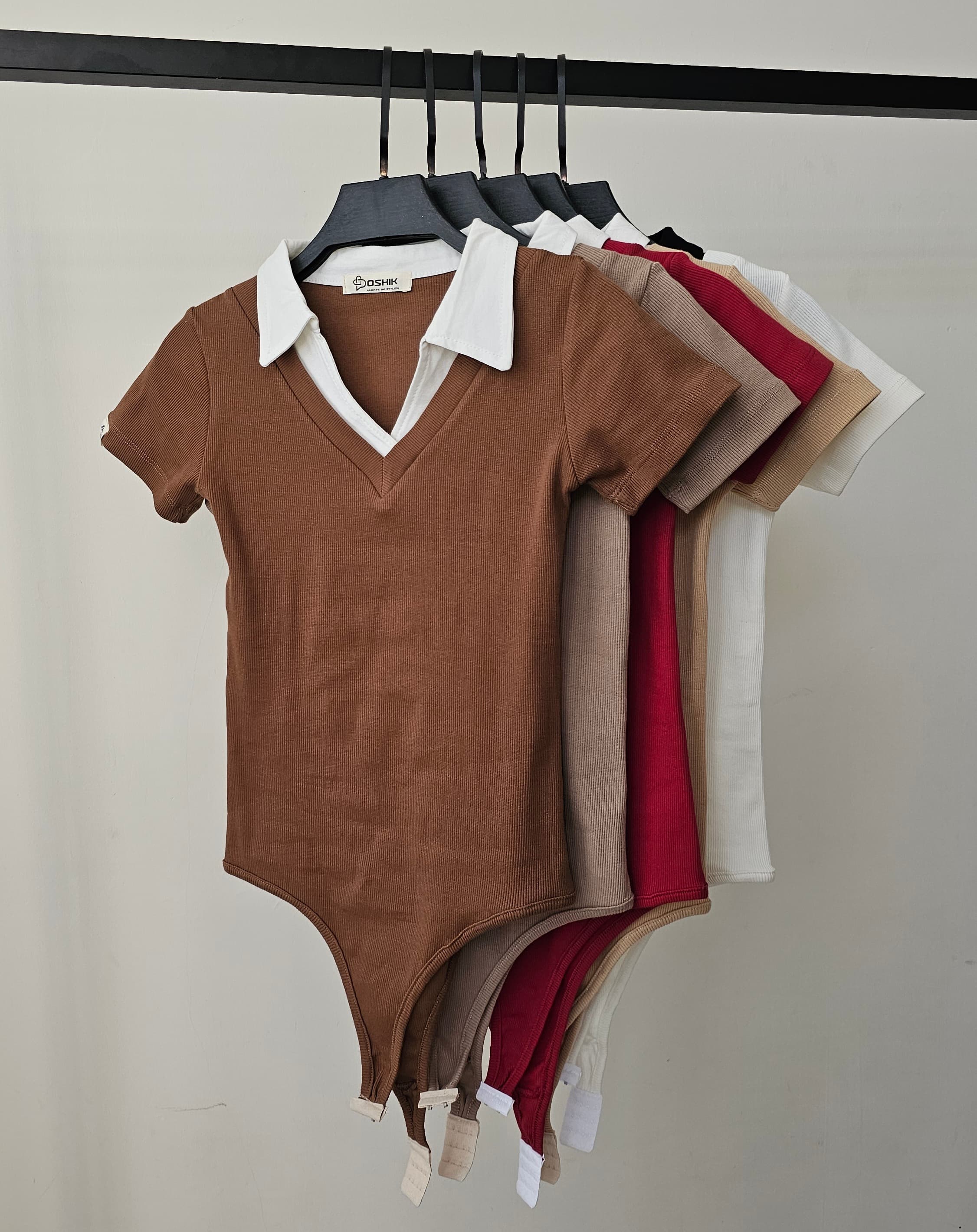 بادی مجلسی یقه دار دو رنگ زنانه کد ۱۰۹