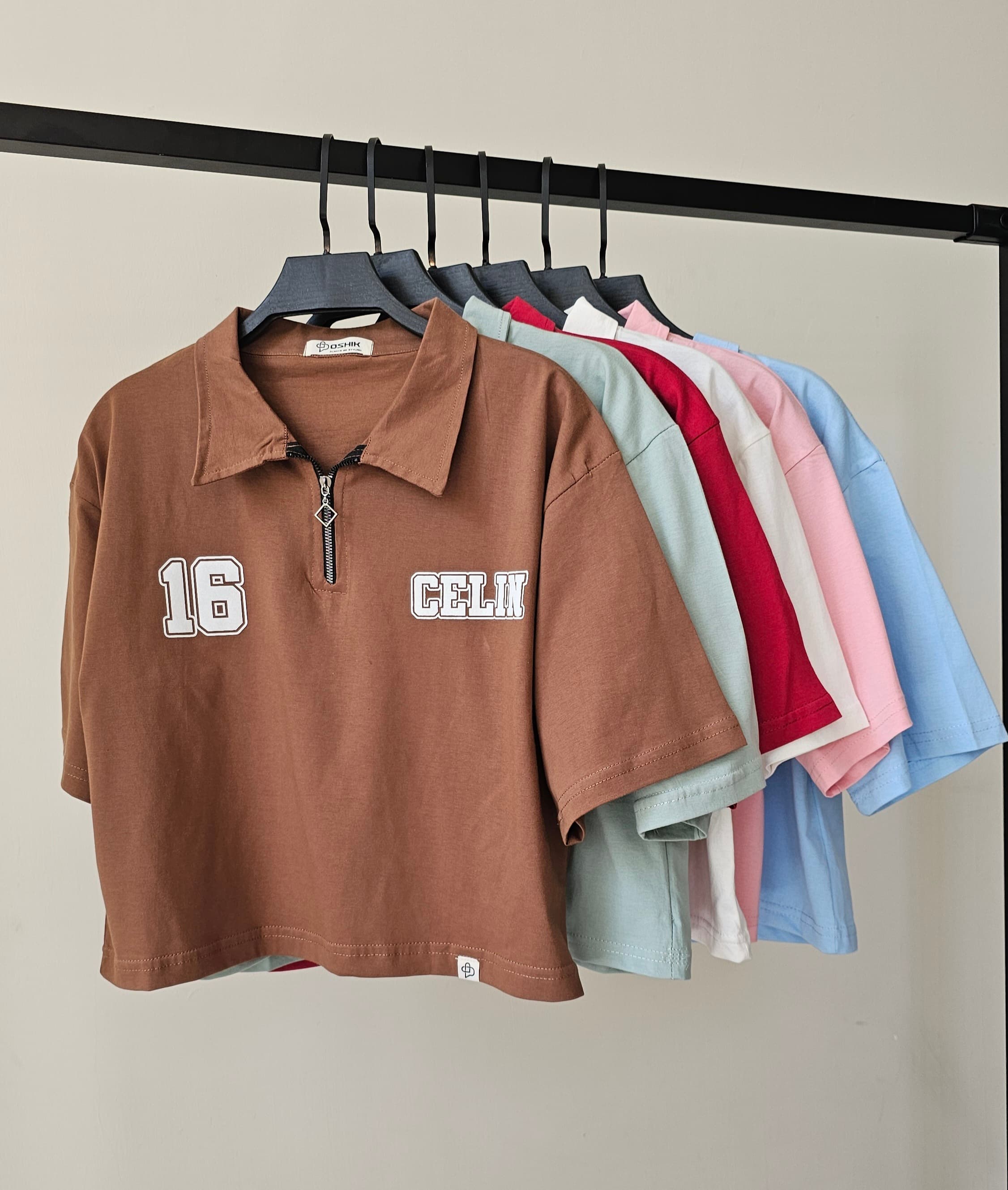 کراپ تیشرت یقه دار نیم زیپ زنانه اسپرت کد ۱۱۰