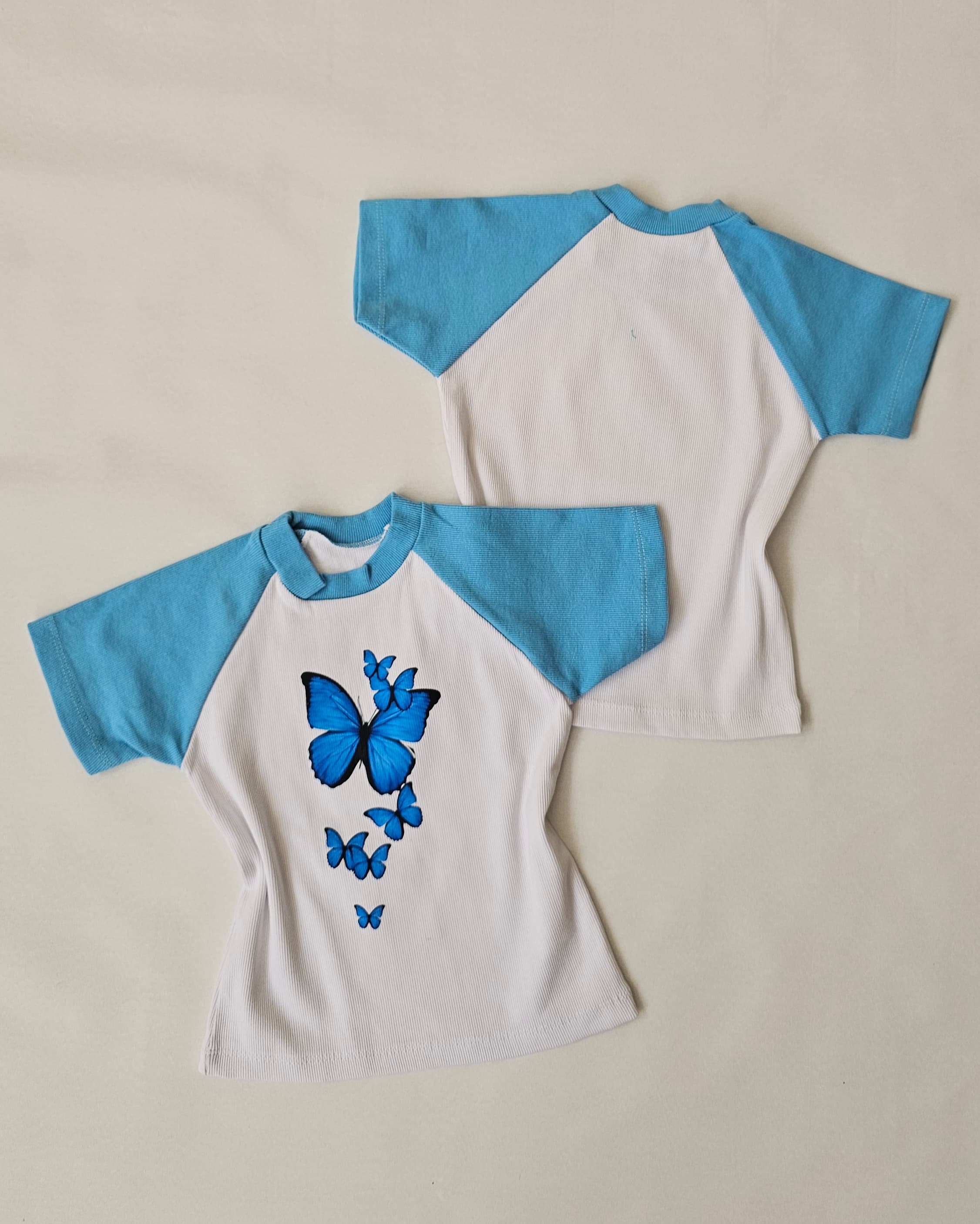 کراپ فانتزی زنانه مدل پروانه آبی کد ۰۸۵