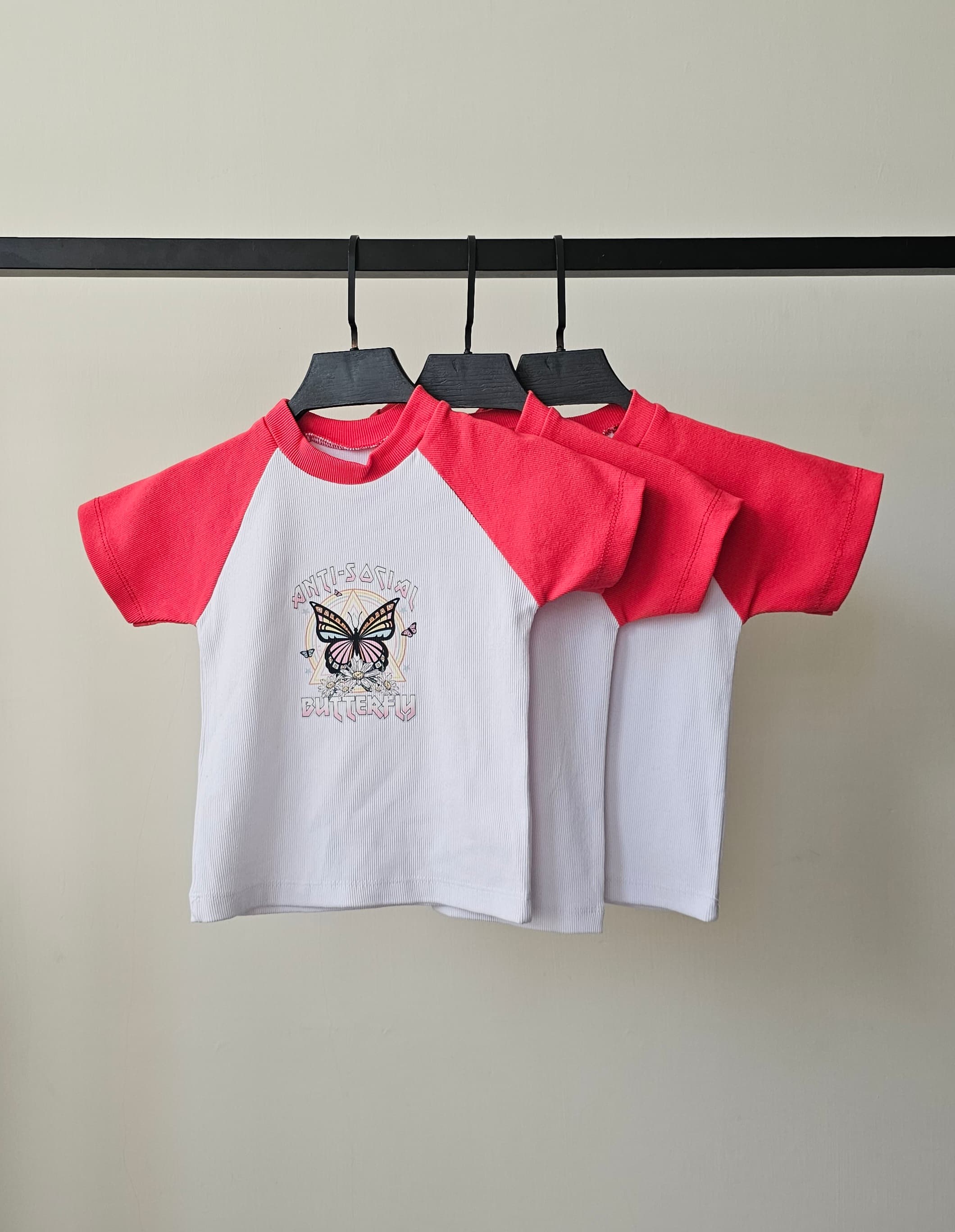 کراپ فانتزی زنانه مدل پروانه صورتی کد ۰۸۶