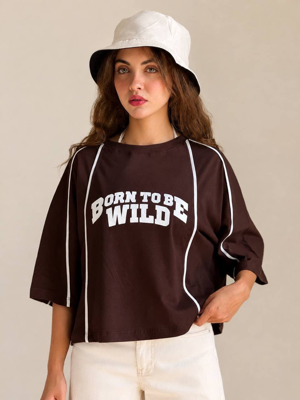 کراپ تیشرت باکسی زنانه کد 277